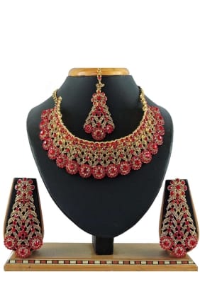 Collier Rouge Perles Pierres NV0472