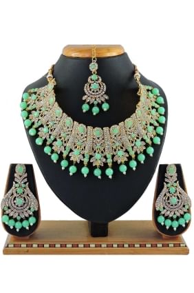 Perles de pierres Collier vert clair NV0475