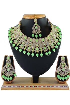 Collier Perles Pierres Vert Menthe NV0476