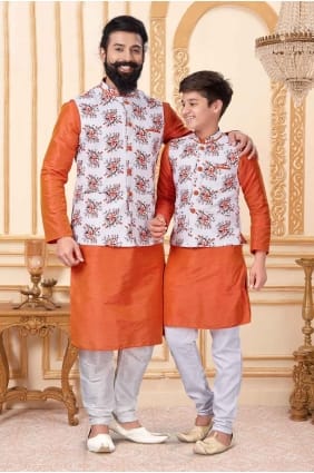 Kurta en soie Dupion pour homme avec uni KURR155