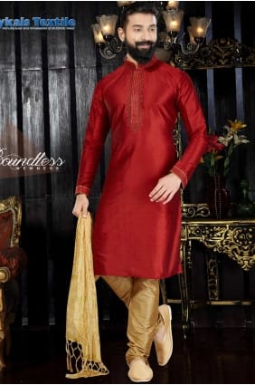 art dupion usure marron ethnique Kurta Kurta Pyjama kur0123