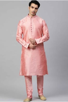 Kurta en soie rose pour homme avec dupatta KURR56