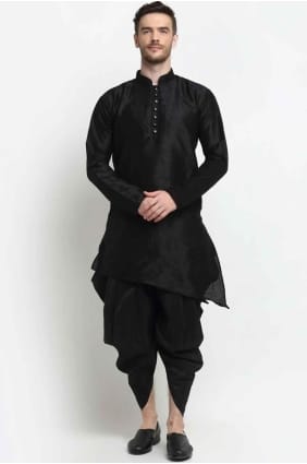 Kurta en soie pour homme avec du noir KURR61