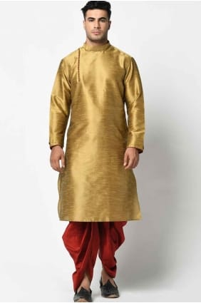 kurta uni pour homme en soie dorée KURR84