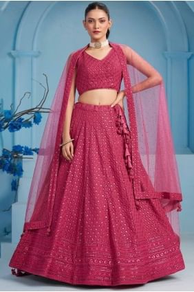 choli lehenga rose georgette brodé LC8397