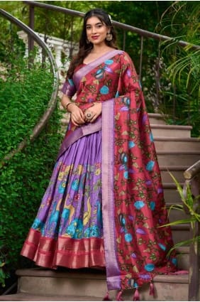 Lehenga choli en soie Zari violet LC8416