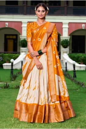 Lehenga Choli multicolore en soie Zari avec Dupatta LC8419