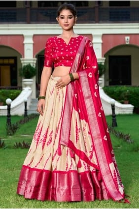 Lehenga Choli en soie Zari multicolore LC8422