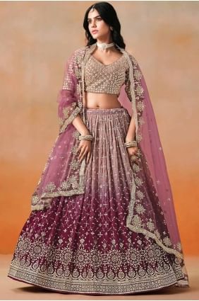 Georgette Georgette Lehenga Choli avec broderie LC8426