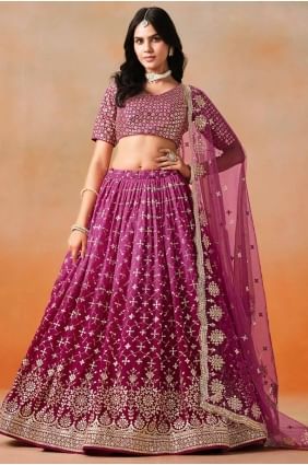Lehenga choli rouge brodé en georgette avec dupatta LC8433