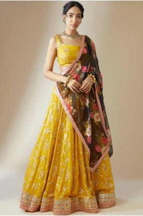 Georgette Georgette Lehenga Choli avec broderie LC8442