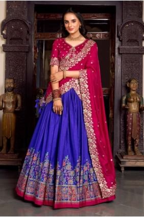 Lehenga Choli en soie Tussar violette avec imprimé LC8449