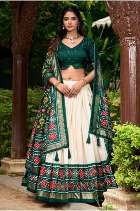 Crème Lehenga Choli en soie Tussar imprimée LC8453