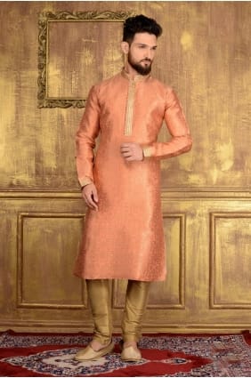 pêche jaqurs usure ethnique brocart de soie kurta ready-made kurta payjama KUR0170