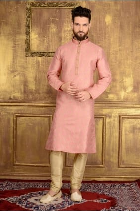 brocart de soie rose de jaqurs usure ethnique kurta ready-made kurta payjama KUR0173