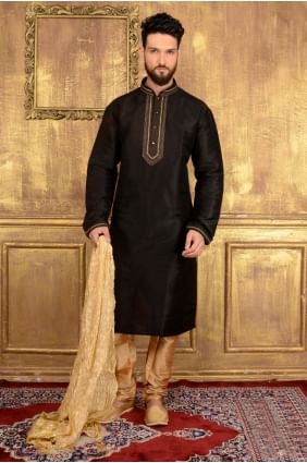 art noir Banarasi usure ethnique soie kurta ready-made kurta payjama KUR0188