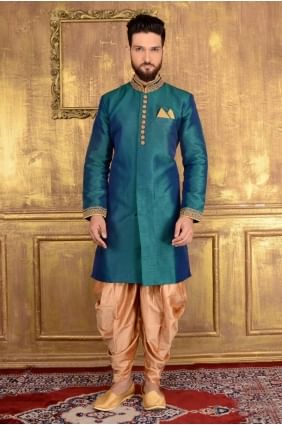 vert rama (croix clr) art Banarasi soie semi-indo- occidentale indo- INWU0023