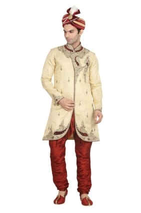 designer usure ethnique soie or sherwani ready-made shr00007