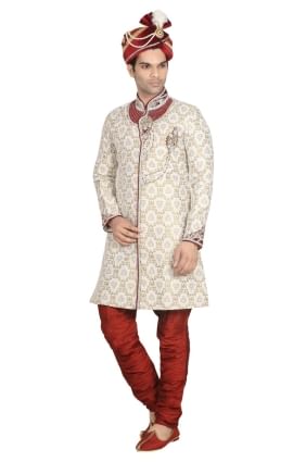 creem brocked ethnique designer usure sherwani ready-made SHR00024