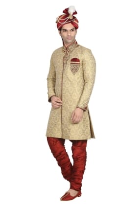 designer usure ethnique soie or sherwani ready-made shr00025