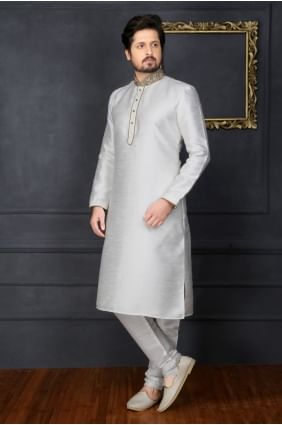 hors usure ethnique soie art blanc Banarasi kurta ready-made kurta payjama KUR0204