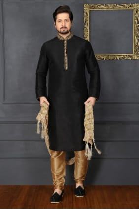 art noir Banarasi usure ethnique soie kurta ready-made kurta payjama KUR0210