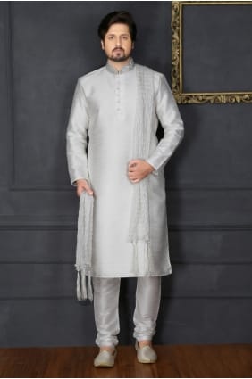 hors usure ethnique soie art blanc Banarasi kurta ready-made kurta payjama KUR0215