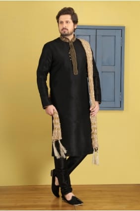 art noir Banarasi usure ethnique soie kurta ready-made kurta payjama KUR0217