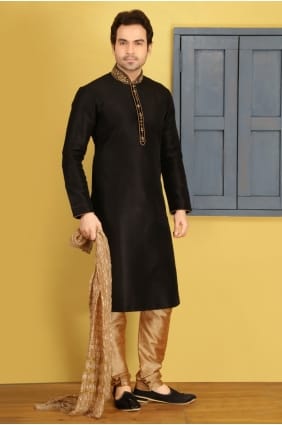 art noir Banarasi usure ethnique soie kurta ready-made kurta payjama KUR0220