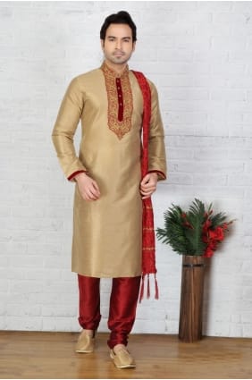 tusser dupion art soie usure ethnique kurta ready-made kurta payjama KUR0226
