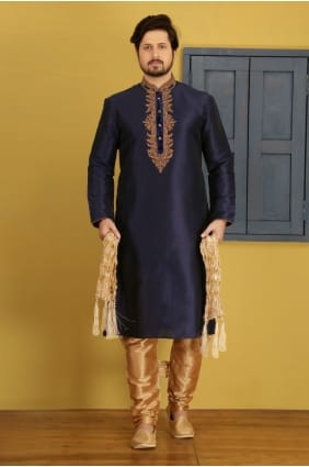 art bleu Banarasi usure ethnique soie kurta ready-made kurta payjama KUR0307