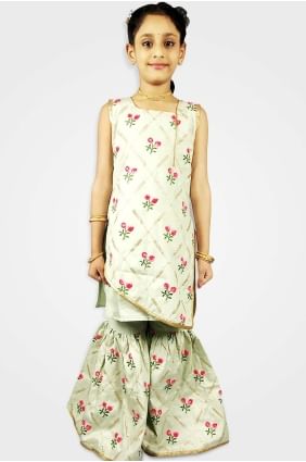 costume sharara en soie brute blanche UMGSS0001