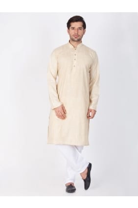 usure ethnique coton beige Kurta Kurta Pyjama KUR0446