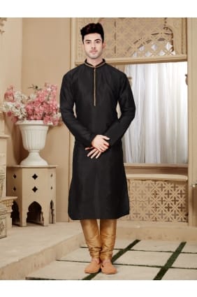 artsilk noir usure ethnique Kurta Kurta Pyjama KUR0481