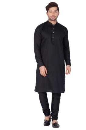 usure ethnique coton noir Kurta Kurta Pyjama KUR0515