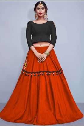 Coton Orange Et Soie Lehenga Choli LCU0004