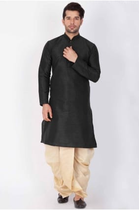 Noir DuPion Soie Homme Kurta KURR124