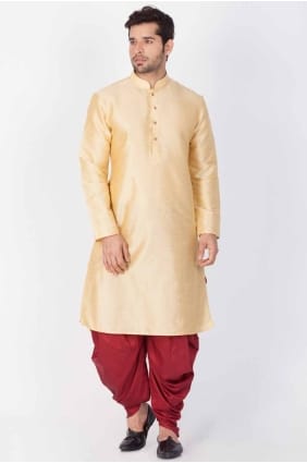 Golden men Kurta en soie Dupion avec uni KURR126