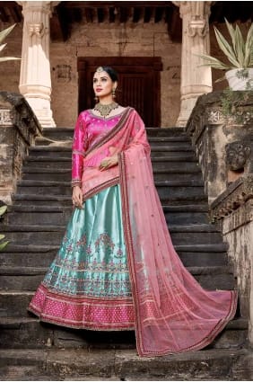lehenga satin couleur bleu ciel choli lc1487
