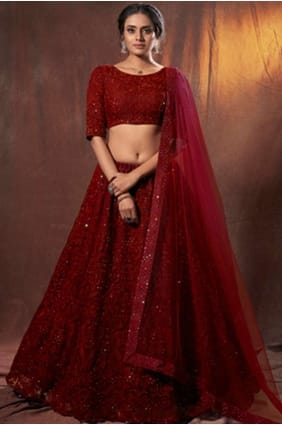 Maroon Soft Net Mariage Lehenga Choli LC3224