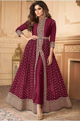 Costume Anarkali Violet En Faux Georgette AS2727