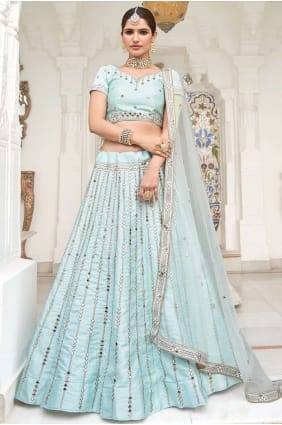 Glace Bleu Soie Mariage Lehenga Choli LC3304