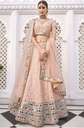 Pêche Soie Mariage Lehenga Choli LC3308
