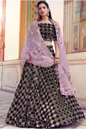 Black Fur Party Wear Lehenga Choli lc3310