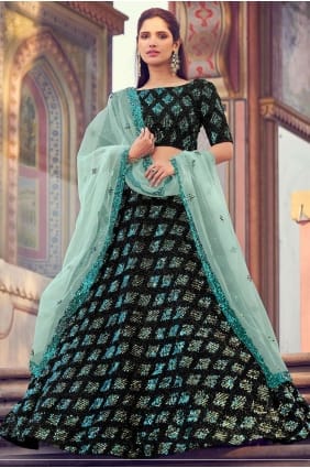 Vêtements De Fête En Fourrure Noire Lehenga Choli lc3312