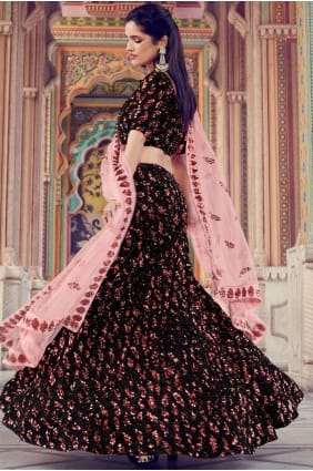 Partie De Fourrure Noire Porter Lehenga Choli lc3314