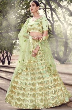 Pista green Soft net Party Wear Lehenga Choli lc3326