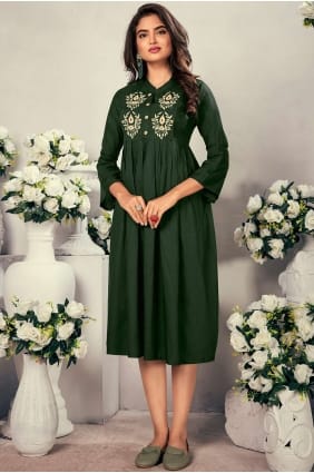 Green Rayon Kurti kti0524