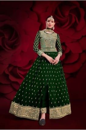 Costume Anarkali En Georgette Vert AS2740