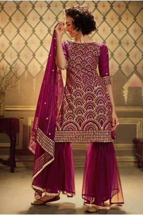 Costume Eid Sharara en filet souple de vin SS0394